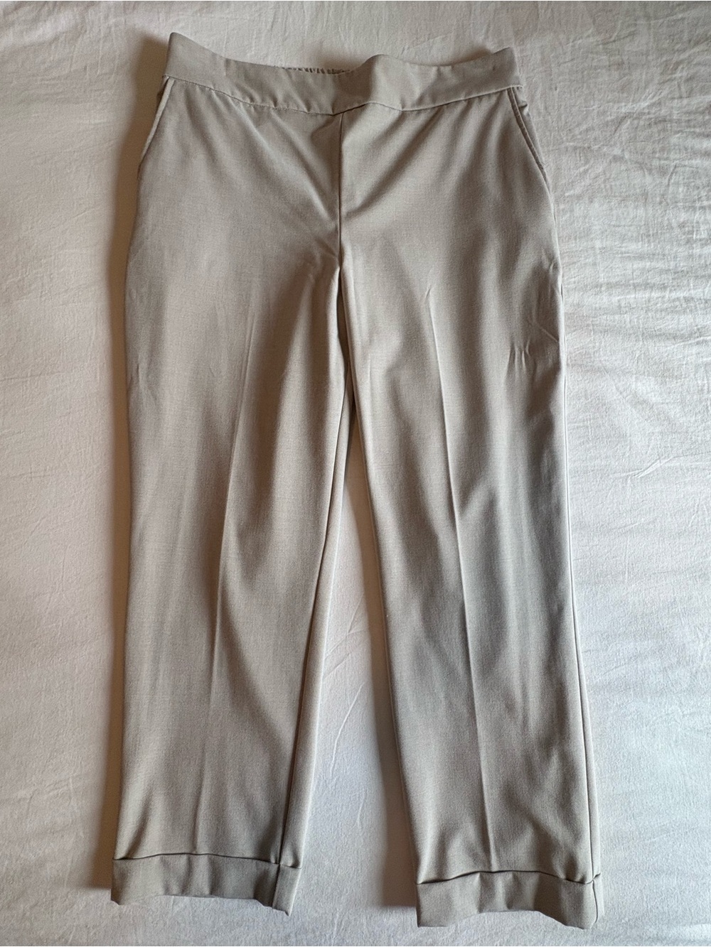Rachel Zoe Beige Elastic-Waist Dress Pants